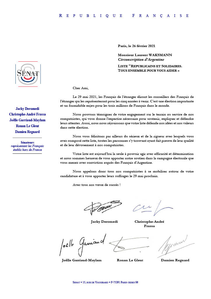 senateurs soutien Laurent Waksmann